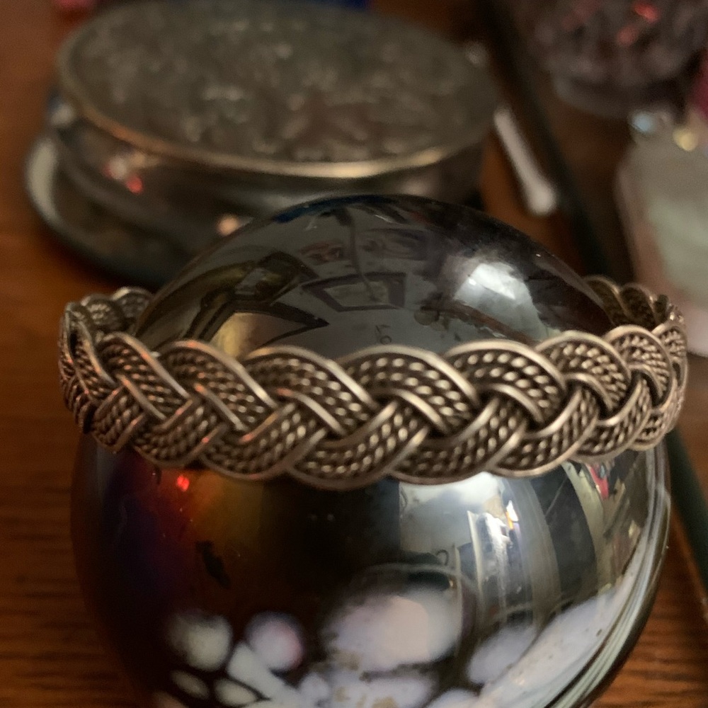 Unisex Native American Sterling Silver Woven Braided Cuff Bracelet 10 grams